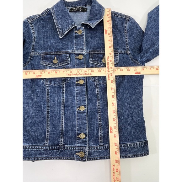 Tribal Stretch Classic Denim Jacket Sz.4 Button Front Adjustable Waist Dark Wash - Picture 8 of 8